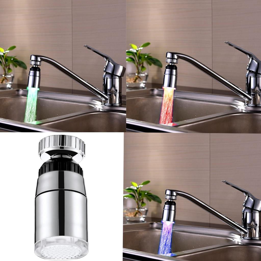 Glow LED Faucet Temperature Sensor Light RGB 3 Color Shower Kitchen Water Tap 