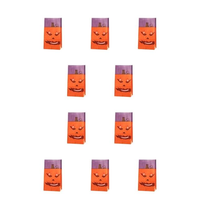 Bewildely Bolsa de papel portátil de Halloween de 10 piezas, bolsas de recuerdo de fiesta de gran capacidad, comida, postre, regalos, embalaje para Artesanía Tipo 1 Bewildely HA067640-01