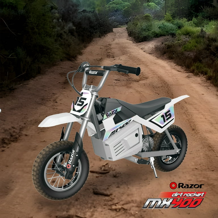 Razor MX400 Dirt Rocket Electric Dirt Bike, White for Kids 13+