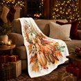thumbnail image 3 of Rustic Autumn Harvest Pumpkin Basket Watercolor, Rustic Botanical Portrait, Warm Flannel Blanket for Sunroom and Reading Nook, Garden Lovers Thanksgiving Gift, Rustic Home Decor, 3 of 9