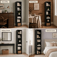 thumbnail image 3 of Huisenitre 6-Tier Tall Narrow Bookshelf, Slim Bookcase for Bedroom, Small Spaces, Black, 3 of 9