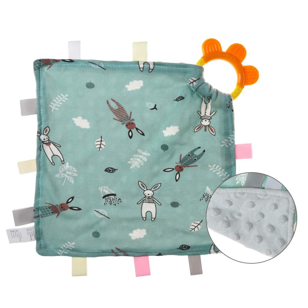 EIMELI Baby Soothing Plush Blanket with Colorful TagsSquare Appease