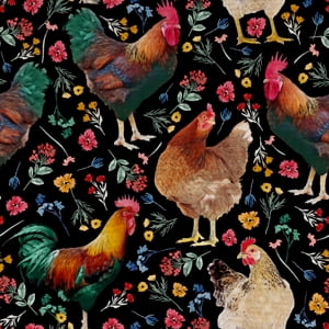 (3 pack) Half-Yard 100% Cotton Farm Rooster, Multi-color, 44" Wide for Quilting & Sewing by David Textiles