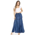 thumbnail image 5 of Sakkas Olivia Womens Maxi Bohemian Gypsy Long Skirt With Elastic Waist and Lace - Navy - Plus Size, 5 of 5