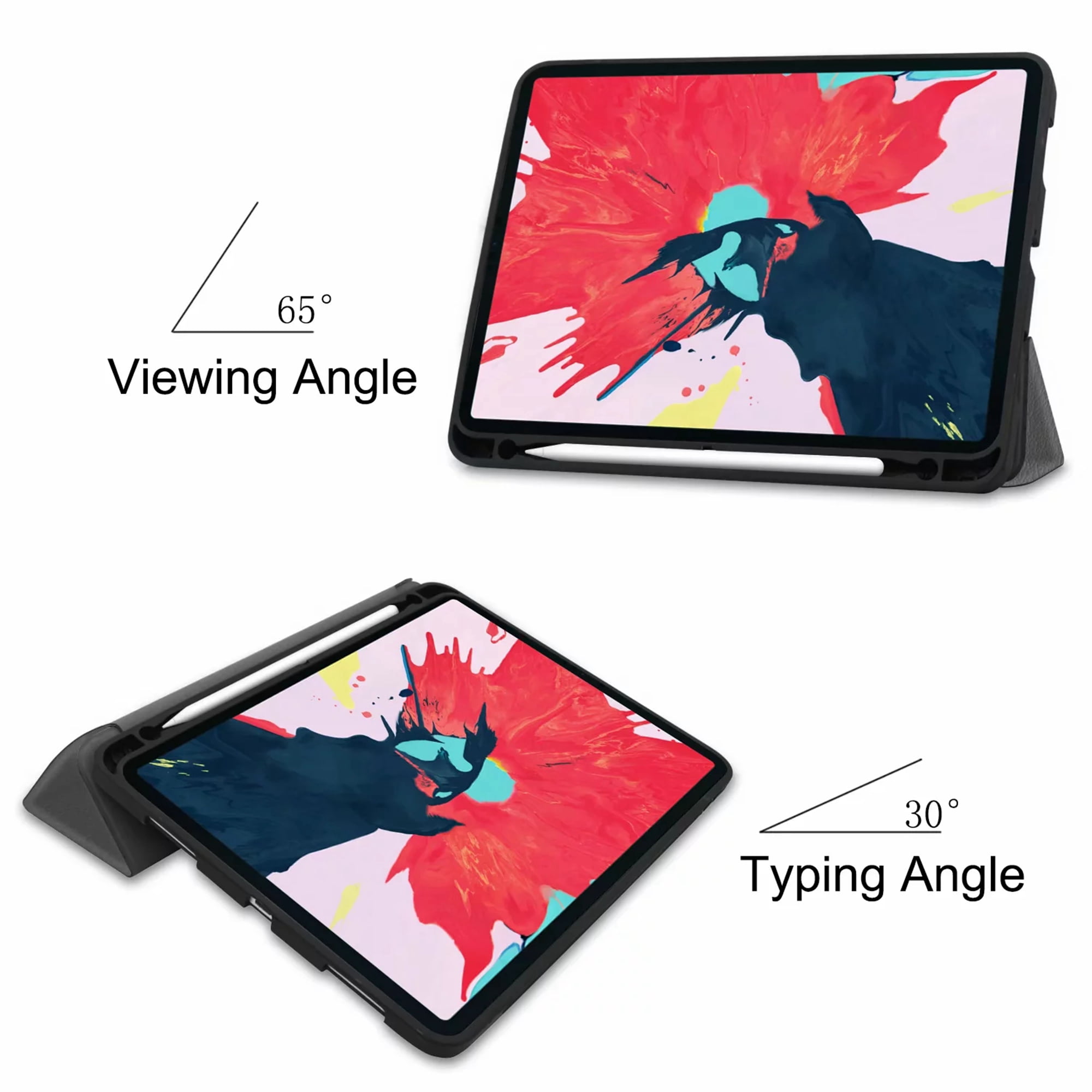 Dteck Slim Fit Case For New iPad Pro 11 inch 2020 with Pencil Holder, [Support Apple Pencil Wireless Charging] Tri-Fold Stand Magnetic Flip Auto Wake Sleep Case Cover For iPad A2068 A2230, Gray