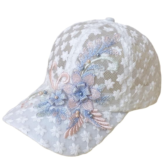 Womens Baseball Cap Decorative Butterfly-and-Flower Print, Curved Brim with an Openwork Rear Section, and Adjustable Back Women Baseball Hat for Outdoor