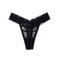 thumbnail image 2 of Women's Lace Hollowed-Out T-Back Low Waist Lace Cheeky Thong See-Through Panties 3 Pack, 2 of 7
