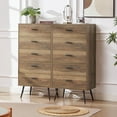 thumbnail image 4 of PORKISS 5 Drawer Dresser, Spacious Chest of Drawers, Vertical Dresser, Vintage Dresser Organizer Storage Cabinet for Bedroom, Closet, Hallway, Rustic Walnut, 4 of 13