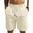 thumbnail image 3 of Men Casual Shorts, Solid Elastic Waist Loose Fit Pocket Beach Pants, Quick Dry Breathable Lightweight for Hiking Gym Daily Wear, Summer Vacation | AESTIVO,Beige 2XL, 3 of 9