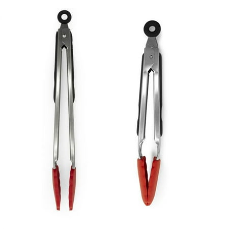 

Starfrit - Set of 2 Silicone Tongs 9 and 12 Length Stainless Steel Handles Red