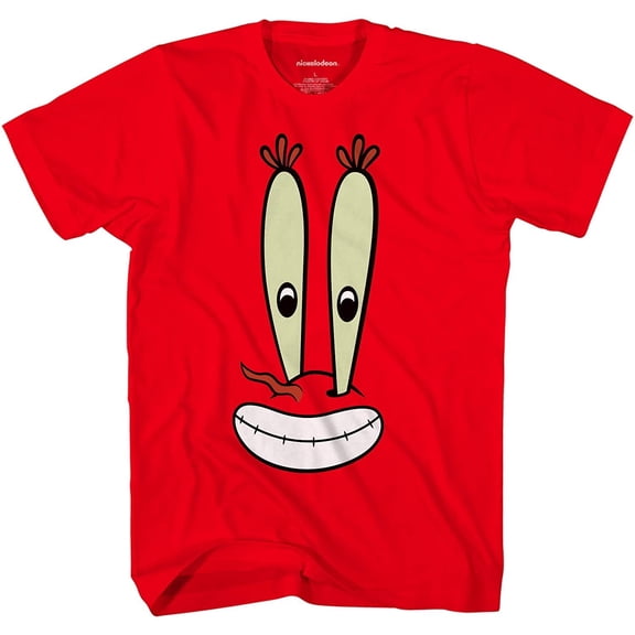 SpongeBob SquarePants Mens Shirt, Graphic Mr Krab T-Shirt Red - XL