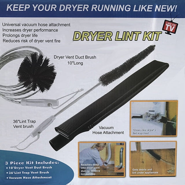 Dryer Lint Vacuum Attachment Trap Duct Vent Hose Brush Cleaning Kit