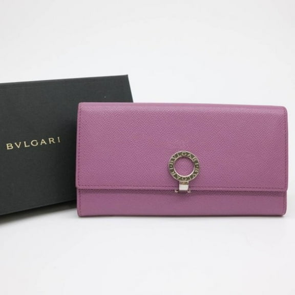 Pre-Owned BVLGARI Bulgari Long Wallet Clip Lavender Purple Leather 37564 (Good)