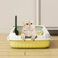 thumbnail image 5 of Large Semi Enclosed High Bar Cat Litter Box - Splash-Proof Design, Ample Space for Cats, Includes Shovel for Cleaning, Suitable for Home Use, Prevents Litter Spills,13*19*5.5in, Yellow, 5 of 6
