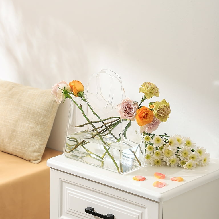 Purse Vase, Clear Acrylic Vase, Decorative Tote Bag Vase for