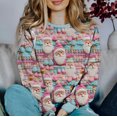 thumbnail image 4 of Sudadera deportiva con capucha y hombros descubiertos de manga larga para mujer, con estampado digital 3D y diseño de elementos navideños, 4 of 4
