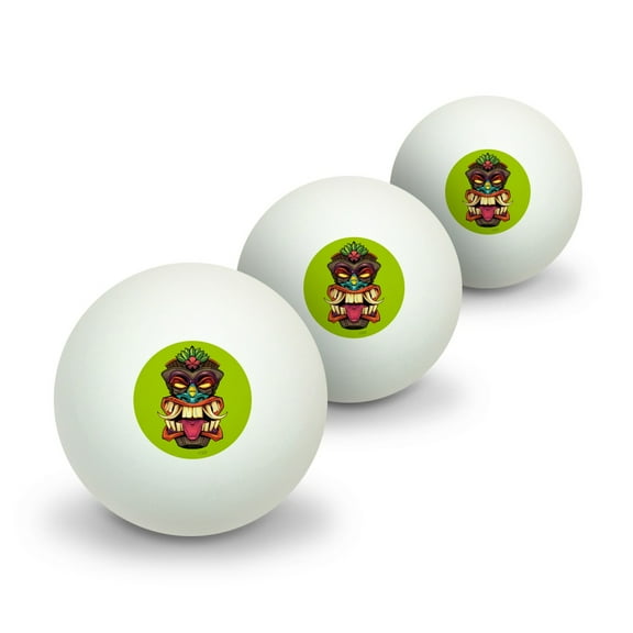 Tiki Heads Island Tropical Hawaii Novelty Table Tennis Ping Pong Ball 3 Pack