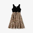 thumbnail image 3 of PatPat Mommy and Me Black Tank Top Splicing Leopard Print Frill Wrap Dresses Girl 2-9T, 3 of 7