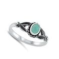 thumbnail image 4 of Vintage Simulated Turquoise Floral Oval Rope Ring .925 Sterling Silver Band Blue CZ Female Size 5, 4 of 4