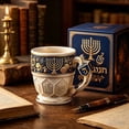 thumbnail image 1 of Taza de Hanukkah – Taza de café de cerámica para la celebración del Festival de las Luces, elegante vajilla festiva., 1 of 6