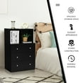 thumbnail image 6 of Gymax 3 Drawer Dresser W/ Cubbies Storage Chest for Bedroom Living Room Black, 6 of 10