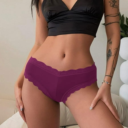 

Aayomet Womens Boxer Briefs Womens Thong Underwear Lace Hollowed Out T Back Low Waist Ice Silk Sexy Thong See Through Panties Purple XL