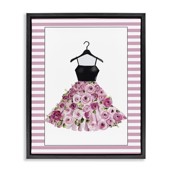 Flower Bedecked Dress Black Framed Floater Canvas Wall Art, design by Christine Simpson Art