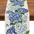 thumbnail image 2 of Blue Hydrangea Floral Linen Table Runners Seasonal Flowers Dresser Scarf Table r Holiday Wedding Party Kitchen Dining r, 2 of 7
