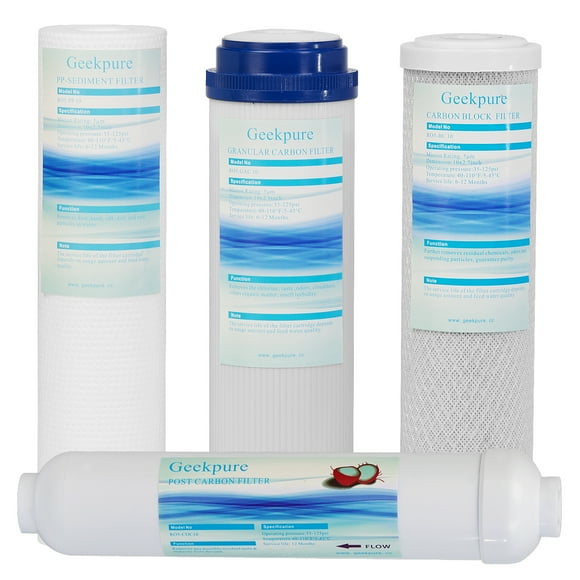 Geekpure Replacement Universal Filter Set for Standard Reverse Osmosis RO Water Filter System (4 Count)