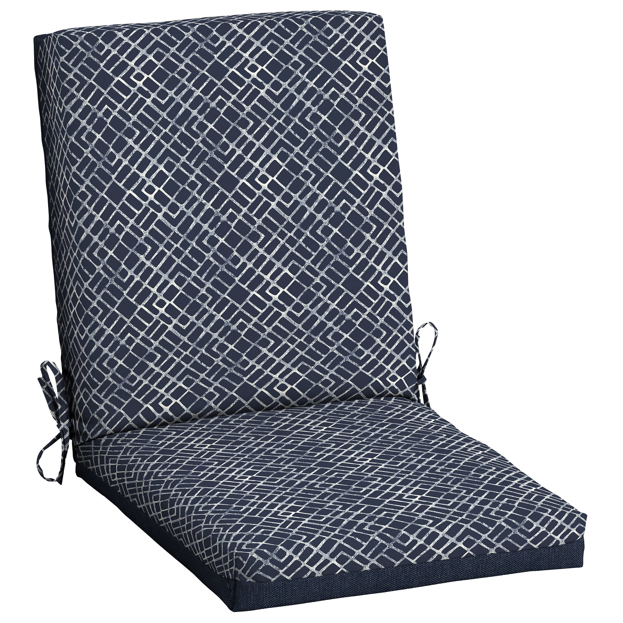 Mainstays 43"L x 20"W Blue Geo Rectangle Outdoor Chair Cushion 1 Piece
