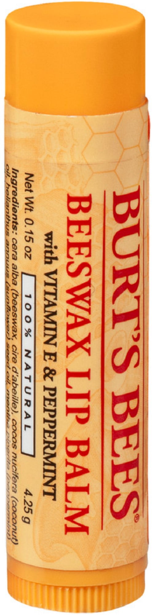 Burt's Bees Beeswax Lip Balm with Vitamin E & Peppermint 0.15 oz (Pack of 6)