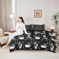 thumbnail image 4 of Castle Fairy Gothic Skeleton Full Size Bedding Sets 7 Pieces,Happy Halloween Full Size Bed in a Bag,White Black,Black Reversible, 4 of 7