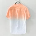 thumbnail image 3 of Outfmvch Long Sleeve Shirts for Men Summer Cool and Thin Breathable Collar Hanging Dyed Gradient Cotton Shirt Womens Tops Orange, 3 of 5