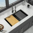 thumbnail image 3 of Stainless Steel Kitchen Sink Quartz Kitchen Sink - 32" x 19" x 9.65" Black granite composite Workstation undermount kitchen sink,Undermount Kitchen Sink, 3 of 8