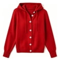 thumbnail image 4 of Kezqiaxn Cardigan Sweaters for Women Hooded Knit Long Sleeve Button Down Loose Casual Cardigans Plus Size Fashion Red XL, 4 of 5