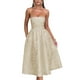 thumbnail image 1 of Vestido de cóctel EEMEII 2025, corte A, sin tirantes, color champán, talla grande, 1 of 6