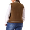 thumbnail image 4 of DARING DIVA Women's Plus V Neck Stripe Cable Knit Pullover Sweater Vest 2X Brown, 4 of 6
