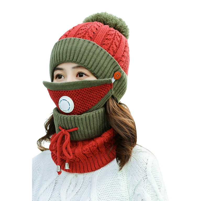 Zhaomeidaxi Fleece Lined Womens Beanie Knit Hat, Winter Scarf Mask