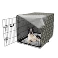 thumbnail image 5 of Abstract Dog Crate Cover, Complex Geometric Triangles with Scrapbook Style Stripes Minimal, Easy to Use Pet Kennel Cover Small Dogs Puppies Kittens, 7 Sizes, Dark Taupe Grey and Ivory, by Ambesonne, 5 of 6