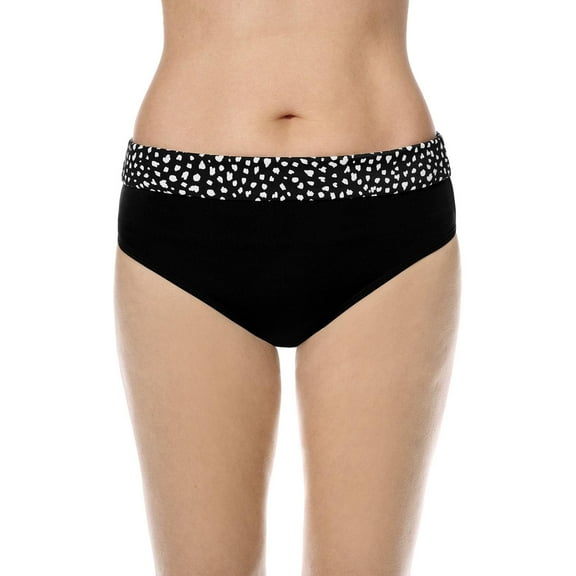 Amoena Womens Manila High-Waist Bikini Bottom Mastectomy Swimwear Black/White 12