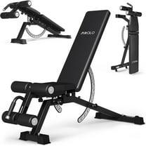 Mikolo 1200LB Weight Bench, Adjustable Workout Bench with Detachable Leg Support, Vertical Storage Space-Saving Exercise Bench for Home Gym, Incline Flat Decline Sit Up Bench for Full Body Fitness