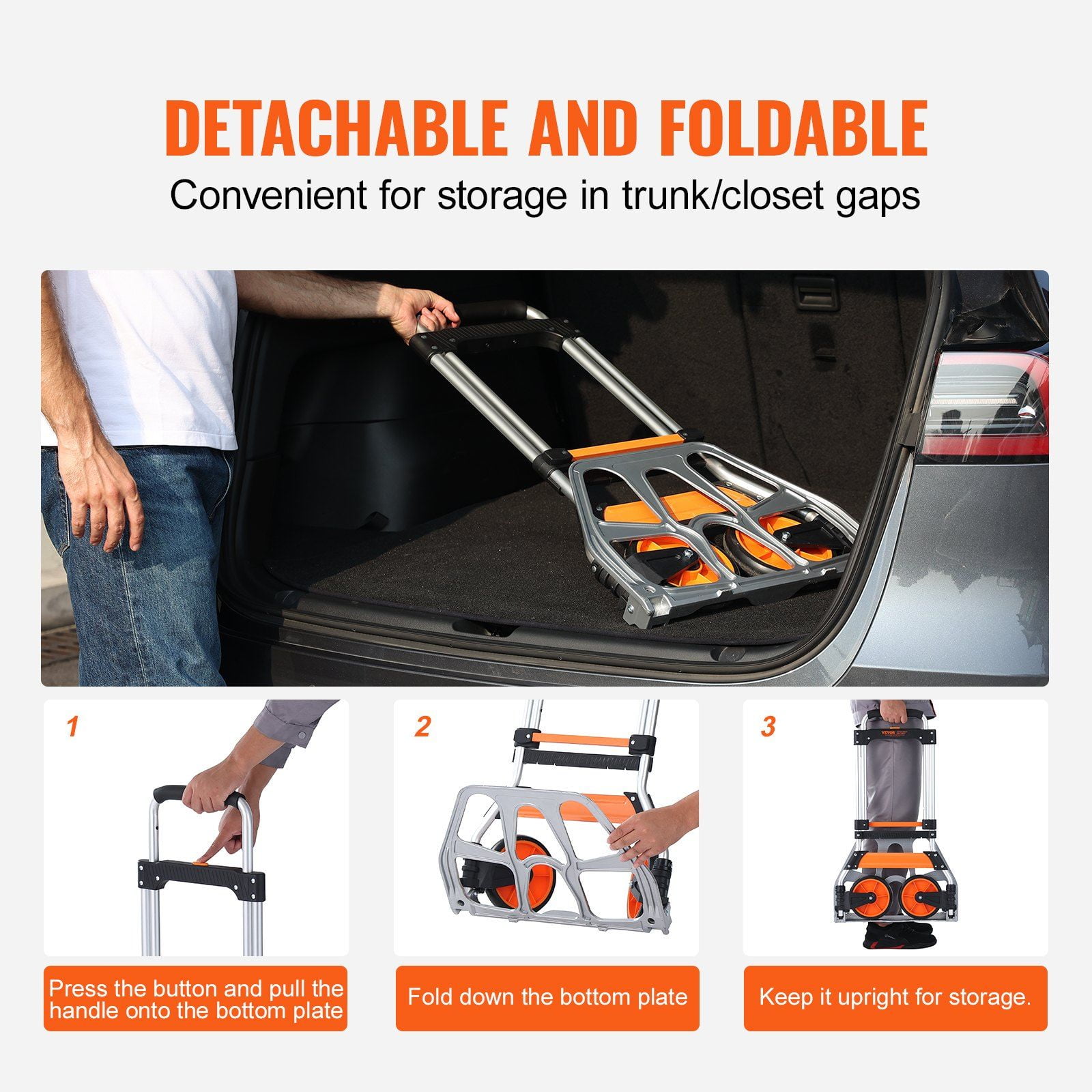 Folding Hand Truck 275 lbs Load Capacity Aluminum Portable Cart Convertible Hand Truck Dolly Telescoping Handle PP TPR Wheels Ultra Lightweight Super Strong Moving Warehouse