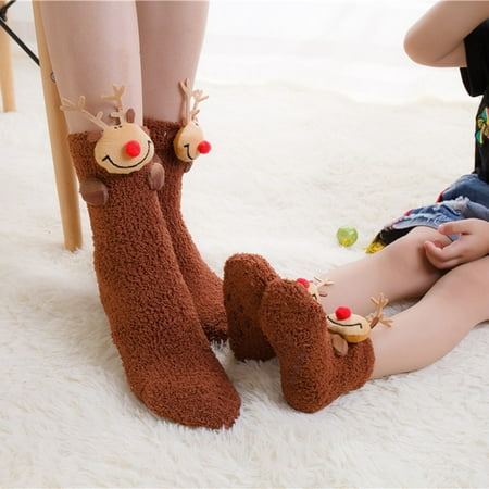 

nsendm Stocking Christmas Pack Socks Three- Women S Sleep Socks And Fleece Parent-Child Christmas Velvet Adult Tights for Women Socks Coffee 儿童0-2岁