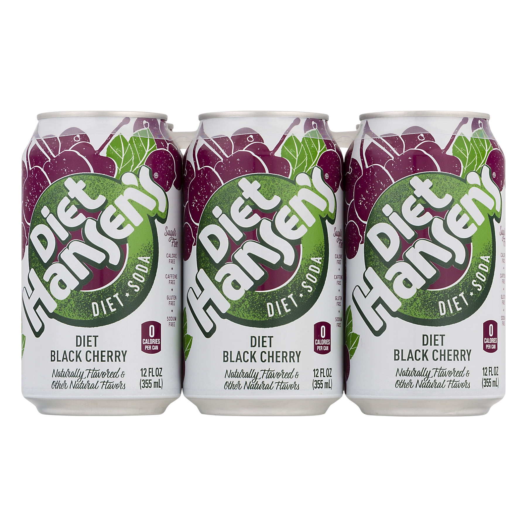 Hansen's Diet Black Cherry Soda, 12.0 FL OZ