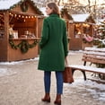 thumbnail image 6 of TQWQT Womens Notched Lapel Mid Length Wool Blend Coat Single Breasted Solid Color Elegant Trench Overcoat with Side Pockets Casual Office Outerwear for Fall Winter Green XL, 6 of 7