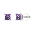 thumbnail image 2 of 0.5 Ct Princess Cut Studs Purple Alexandrite 18K White Solid Solid Gold Everyday Dainty Earrings Screw Back, 2 of 7