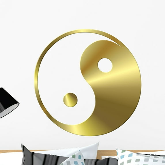 Ying Yang Gold Wall Decal by Wallmonkeys Peel and Stick Graphic (24 in H x 24 in W) WM22711