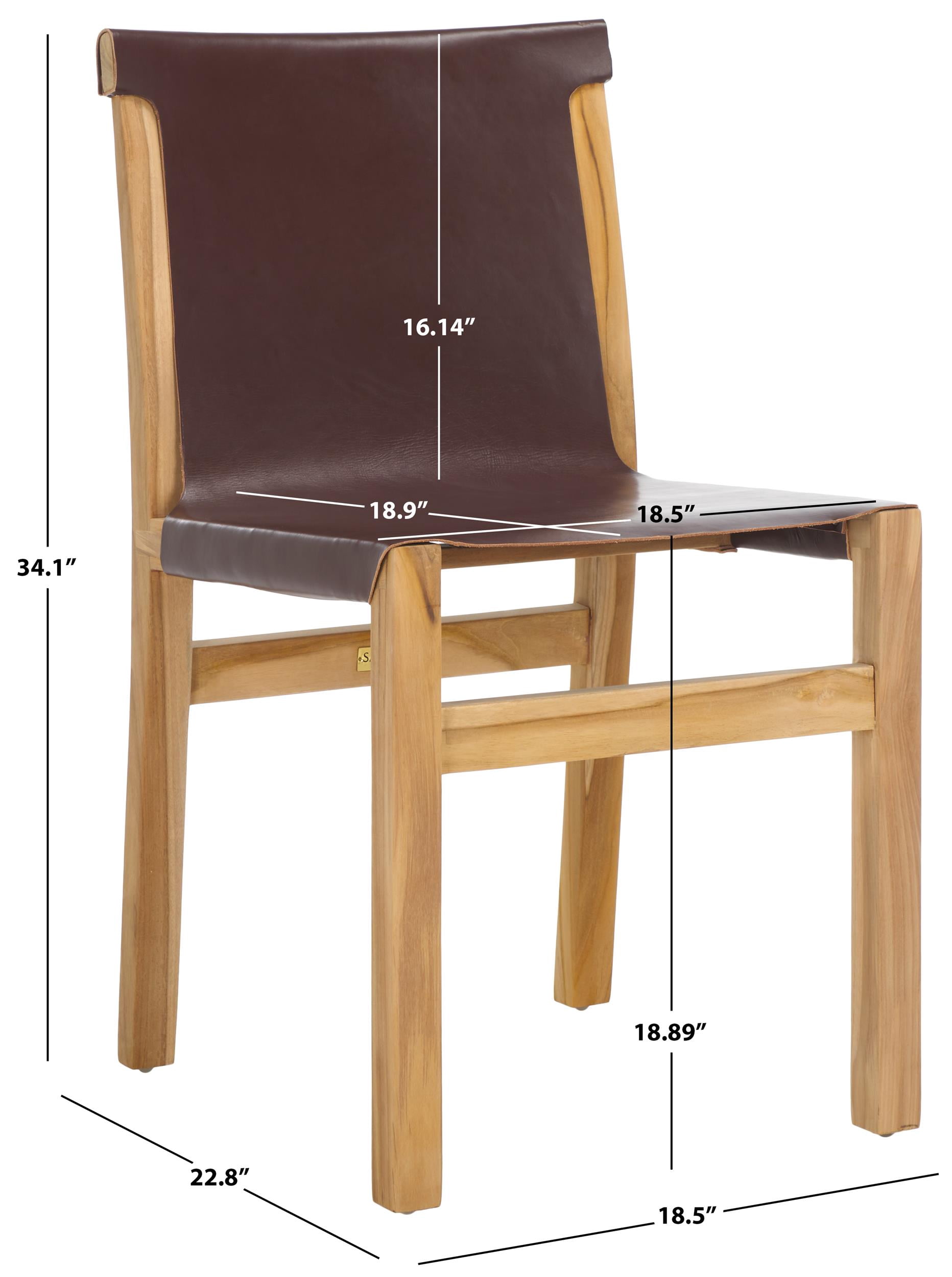 Safavieh Arian Scandinavian Wood and Leather Dining Side Chair, Cognac/ Natural
