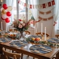 thumbnail image 5 of Navy Blue Brown Wood Round 13 Inch Placemats Set of 6, Farmhouse Vintage Wooden HeatResistant Non Slip Place Mats for Dining Table, Wipeable Braided Kitchen Table Mats for Housewarming, 5 of 9