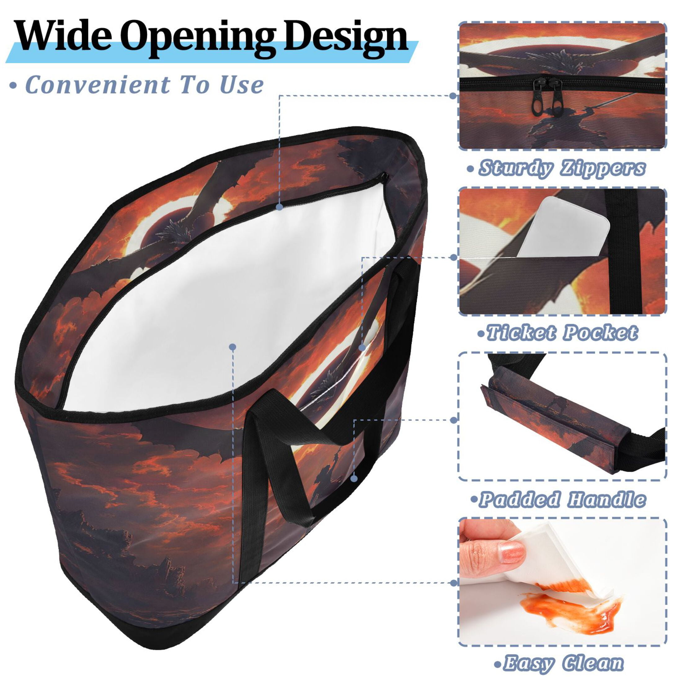 Large Hand-held Ice Pack Picnic Bag Insulation and Refrigeration Suitable for Shopping Picnics and Camping Fierce Dragon